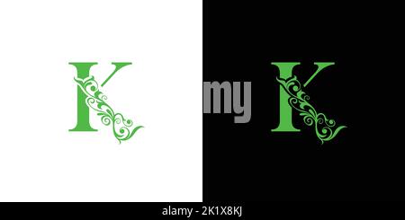 Modern and natural letter K initials logo design Stock Vector