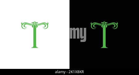 Modern and natural letter T initials logo design Stock Vector