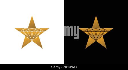 Modern and luxury diamond star logo design Stock Vector