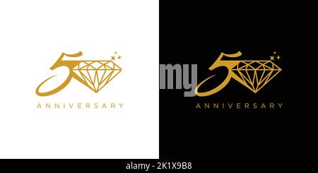 Modern and luxury 50 diamond celebration logo design Stock Vector