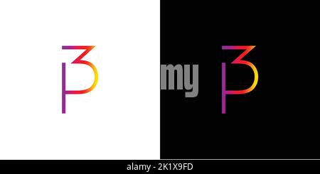 Modern and professional 3P letter initials logo design Stock Vector
