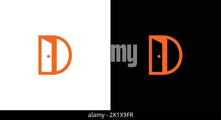 Modern and simple letter D initial door logo design Stock Vector