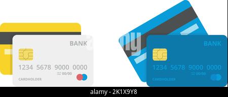 Credit Cards illustrations. Front and Back views. Stock Vector