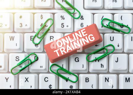 Conceptual display Online TrainingTake the education program from the electronic means. Business approach Take the education program from the Stock Photo