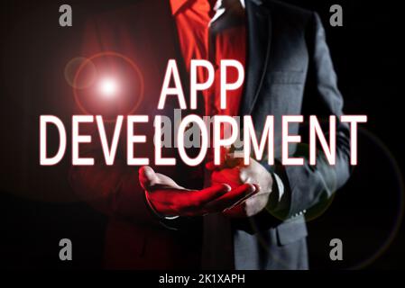 Text showing inspiration App DevelopmentDevelopment services for awesome mobile and web experiences. Business overview Development services for Stock Photo
