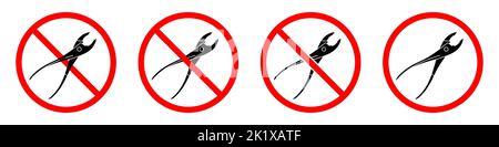Use Plier Signages Pliers ban sign. Pliers is forbidden. Set of red prohibition signs of ...