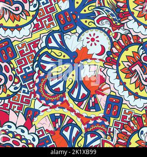 Tracery seamless pattern. Mehndi design Stock Vector
