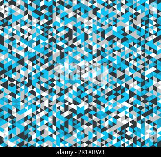Colorful geometric background. Vector seamless pattern with blue, cyan, and grey triangles. Stock Vector