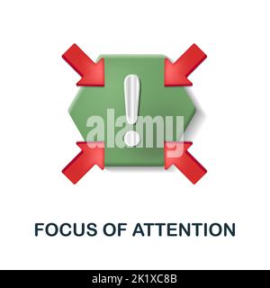 Focus Of Attention icon. 3d illustration from cognitive skills collection. Creative Focus Of Attention 3d icon for web design, templates, infographics Stock Vector