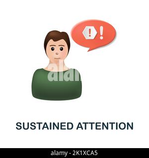 Sustained Attention icon. 3d illustration from cognitive skills collection. Creative Sustained Attention 3d icon for web design, templates, infographi Stock Vector