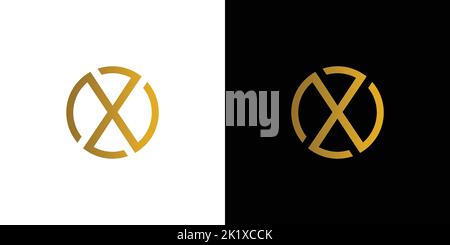 Modern and unique X initial circle logo design abstract Stock Vector