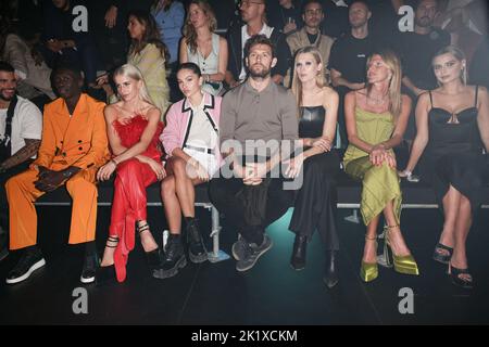 Milan, Italy, September 20, 2022. Caroline Daur, Khaby Lame, Thylane Blondeau, Toni Garrn, Alex Pettyfer, Anna Dello Russo, Veronica Ferraro spotted at front row of About You fashion Week opening gala at Scalo Farini during Milan Fashion Week Womenswear Spring/Summer 2023 in Milan, Italy on September 20, 2022. Photo by Marco Piovanotto/ABACAPRESS.COM Stock Photo