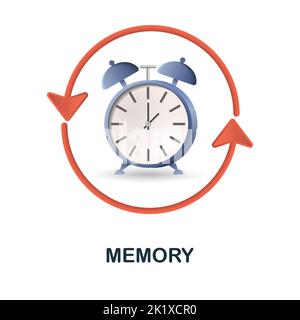 Memory icon. 3d illustration from cognitive skills collection. Creative Memory 3d icon for web design, templates, infographics and more. Stock Vector
