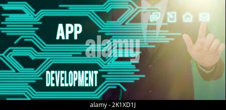 Text showing inspiration App DevelopmentDevelopment services for awesome mobile and web experiences. Word for Development services for awesome mobile Stock Photo