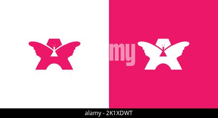 Unique and modern letter A butterfly logo design Stock Vector