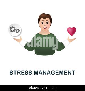 Stress Management icon. 3d illustration from company management collection. Creative Stress Management 3d icon for web design, templates, infographics Stock Vector