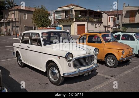 Vintage Fiat 1100 (1962) in classic car meeting during the festival Mostrascambio on September 3, 2016 in Gambettola, FC, Italy Stock Photo