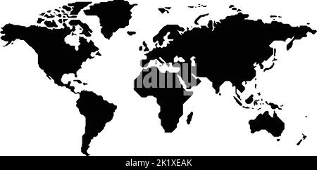 World Map. Black and white stylized vector world map Stock Vector