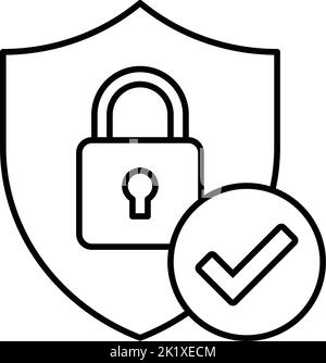 Shield with padlock and check mark vector icon Stock Vector