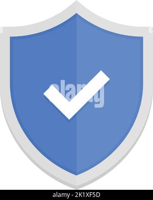 Blue badge icon with shield and check mark. Modern flat vector ...