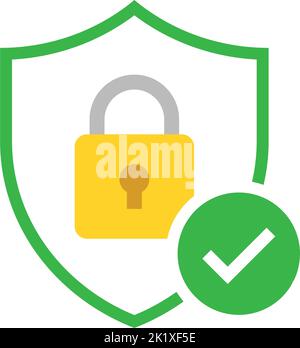 Shield with padlock and check mark. Modern flat vector icon Stock Vector