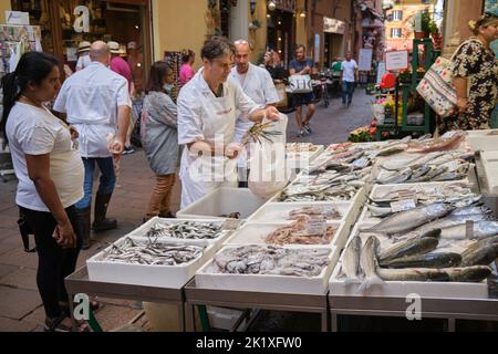 Fishmongers Quadrilatero Bologna Italy Stock Photo