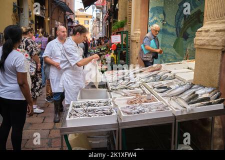 Fishmongers Quadrilatero Bologna Italy Stock Photo