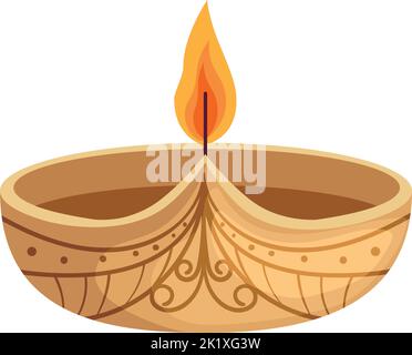 wooden diwali lamp Stock Vector