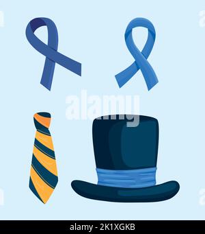 four movember campaign icons Stock Vector