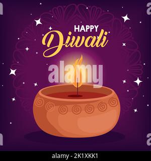 happy diwali lettering Stock Vector