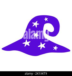 Cartoon Witch Hat, Hand drawn Magician, wizard cap doodle silhouette Stock Vector