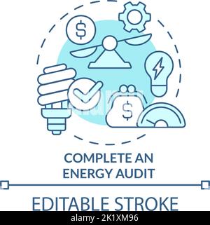 Complete energy audit turquoise concept icon Stock Vector
