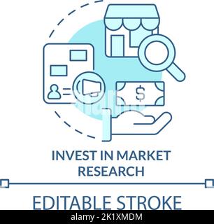 Invest in market research turquoise concept icon Stock Vector