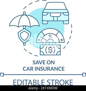 Save on car insurance turquoise concept icon Stock Vector