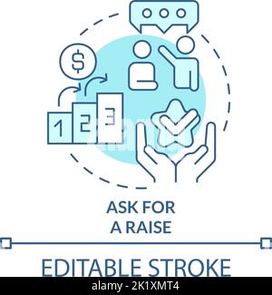 Ask for raise turquoise concept icon Stock Vector