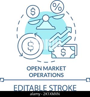Open market operations turquoise concept icon Stock Vector