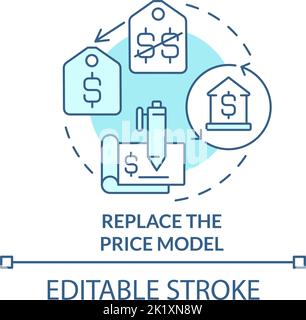 Replace price model turquoise concept icon Stock Vector