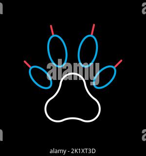 Predatory paw vector icon on dark background. Pet animal sign Stock ...