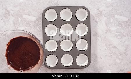 Unicorn rainbow chocolate cupcake Stock Photo