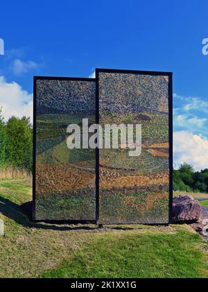 Mosaic landscape, outdoor artwork by Charles Jencks. Crawick Multiverse, Sanquhar, Dumfries and Galloway, Scotland, United Kingdom, Europe. Stock Photo