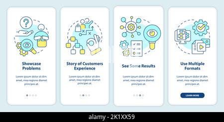 Elements of case study onboarding mobile app screen Stock Vector