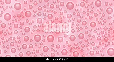 Strawberry seamless pattern with milk shake texture top view. Abstract vector background with bubbles. Berries smoothie surface. Dairy beverage. Blend Stock Vector