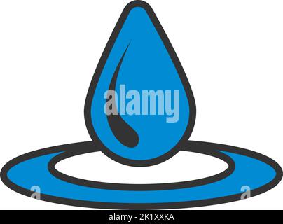 Water Drop Icon. Editable Bold Outline With Color Fill Design. Vector Illustration. Stock Vector