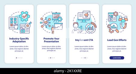 Marketing case study onboarding mobile app screen Stock Vector