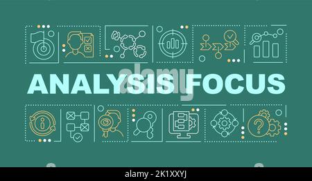 Analysis focus word concepts dark green banner Stock Vector