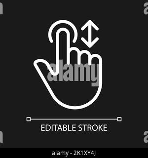 Scrolling vertically pixel perfect white linear icon for dark theme Stock Vector