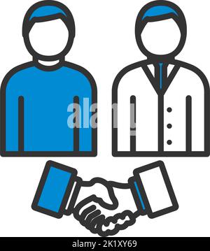 Two Man Making Deal Icon. Editable Bold Outline With Color Fill Design. Vector Illustration. Stock Vector