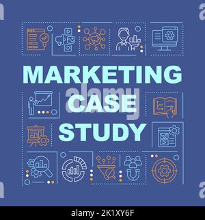 Marketing case study word concepts dark blue banner Stock Vector
