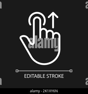 Move upwards pixel perfect white linear icon for dark theme Stock Vector