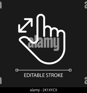 Zoom in touch pixel perfect white linear icon for dark theme Stock Vector